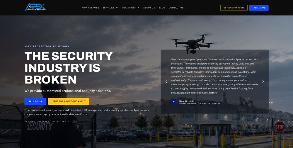 Apex Protection Solutions website