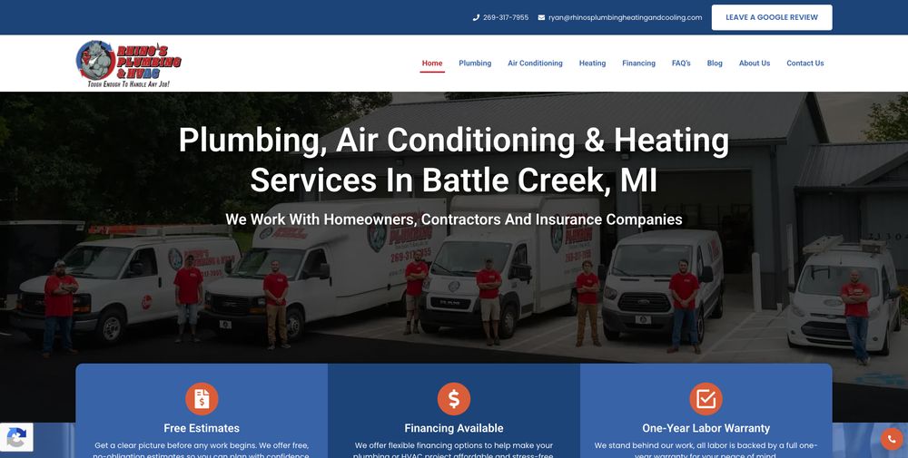 Rhino's Plumbing & HVAC website