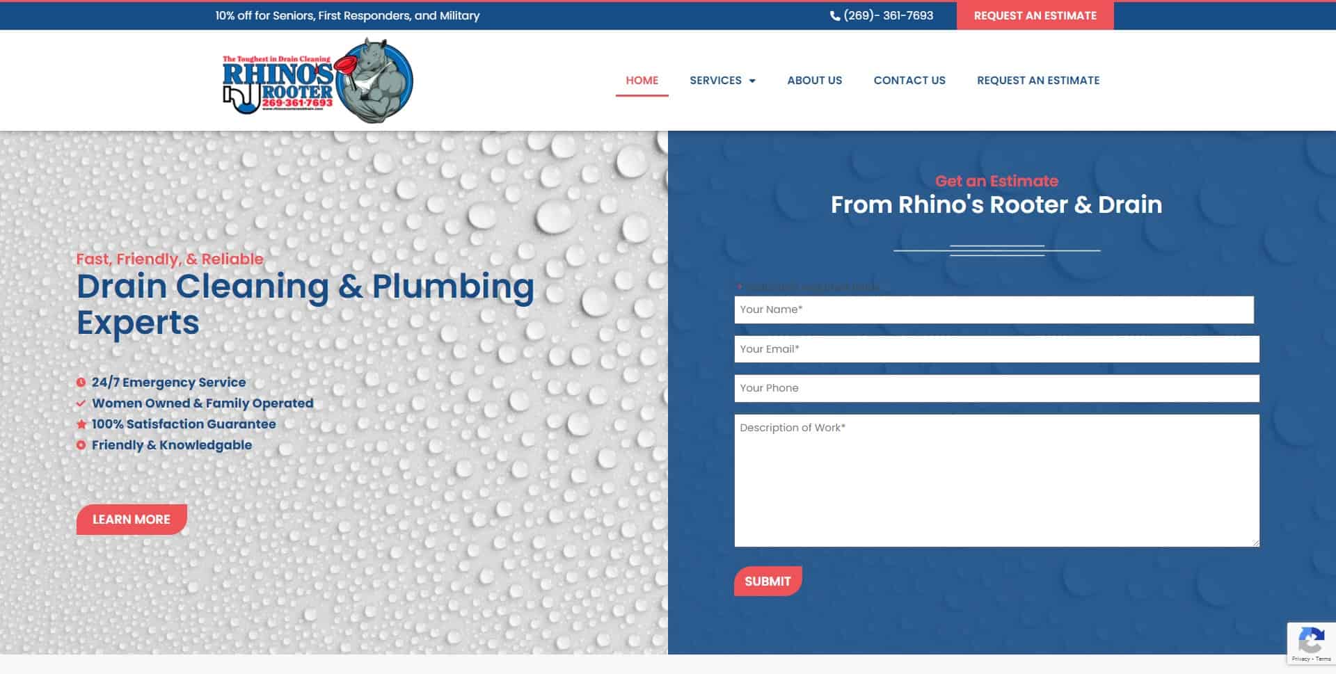 Rhino's Rooter and Drain website