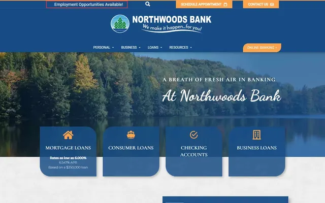 Northwoods Bank of Minnesota website
