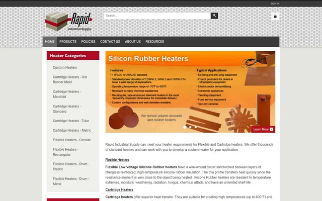 Rapid Industrial Supply website