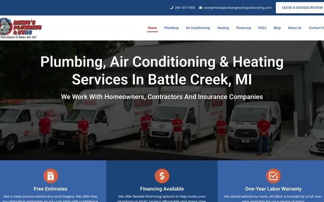 Rhino's Plumbing & HVAC website