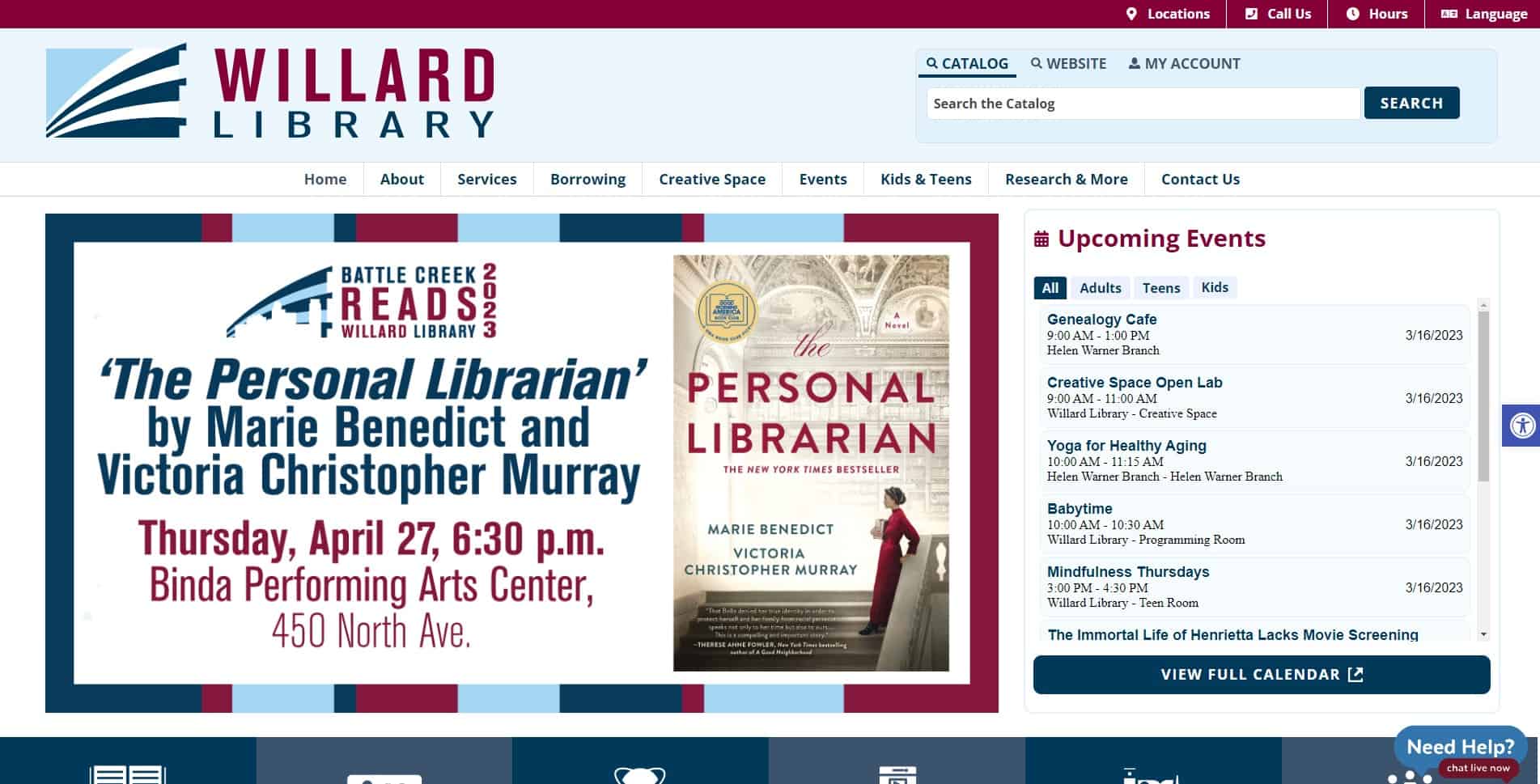 Willard Library website