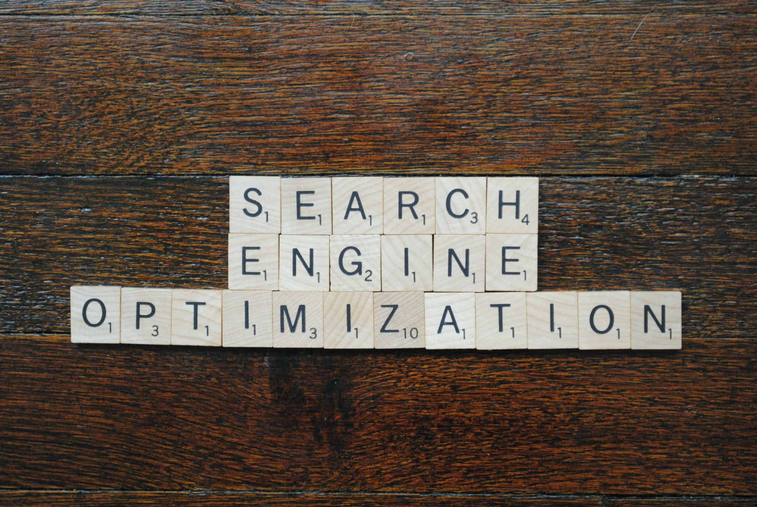 Search Engine Optimization written out in scrabble pieces